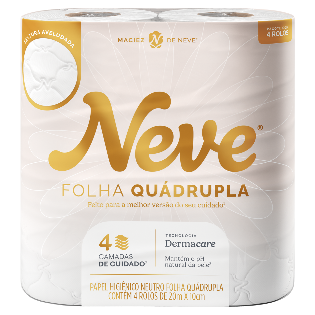 Papel Higiênico Folha Quadrupla Neutro Neve Ultracomfort 20m Pacote 4 Unidades