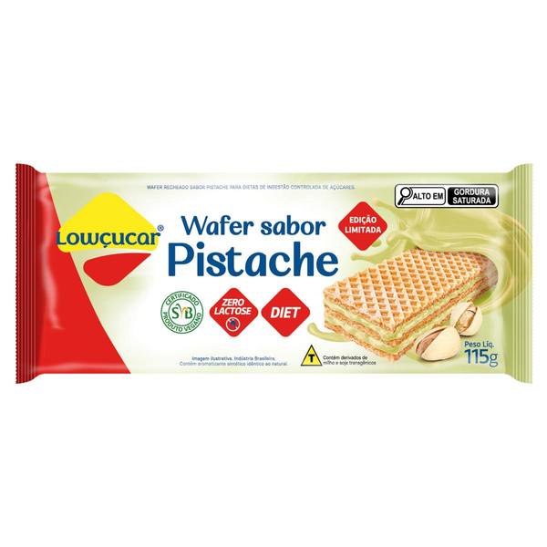 Biscoito Wafer Lowcuçar 115g - Diet - Pistache