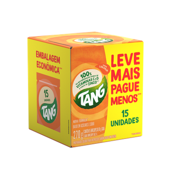 Kit Refresco em Pó Tang 270g -  Com 15 Unidades de 18g - Laranja