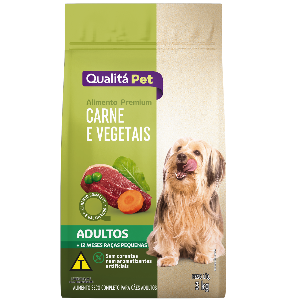 Ração para Cães Raças Pequenas Adulto Sabor Carne e Vegetais QUALITÁ 3kg