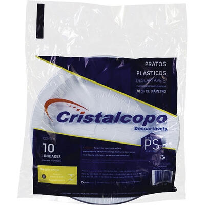 Prato Descartável Cristalcopo 18cm Fundo 10 un