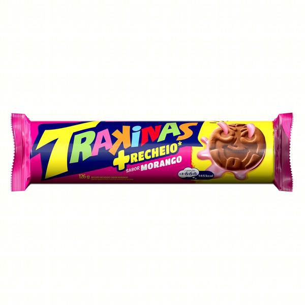 Biscoito Recheado Trakinas Morango 126g