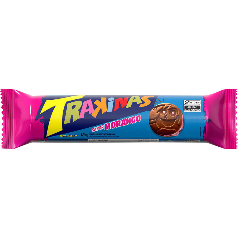 Biscoito Recheado Trakinas Morango 126g