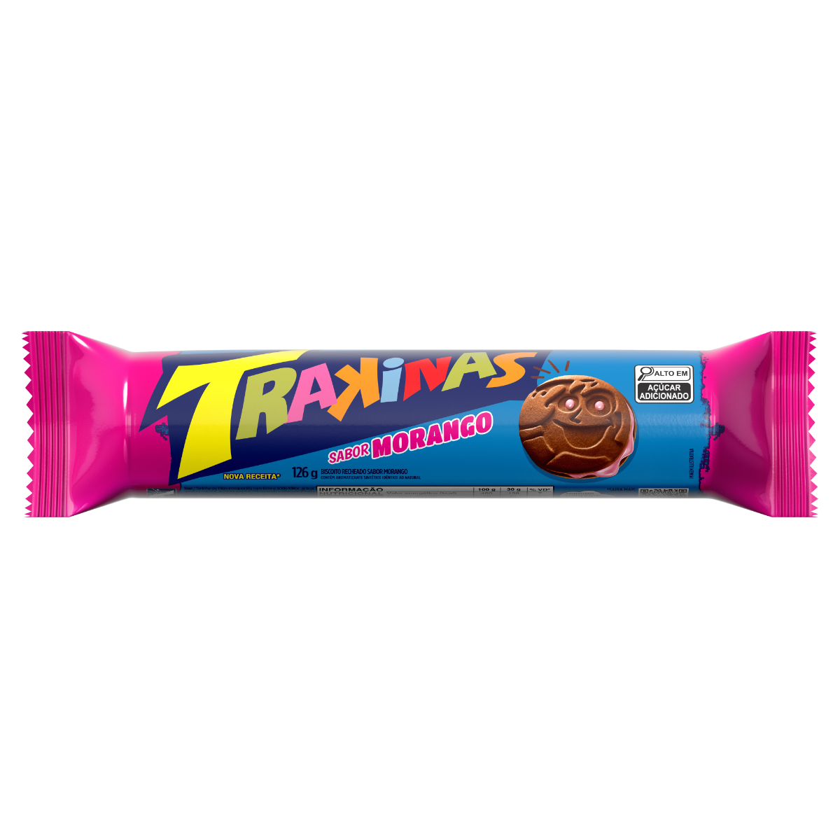 Biscoito Recheado Trakinas Morango 126g