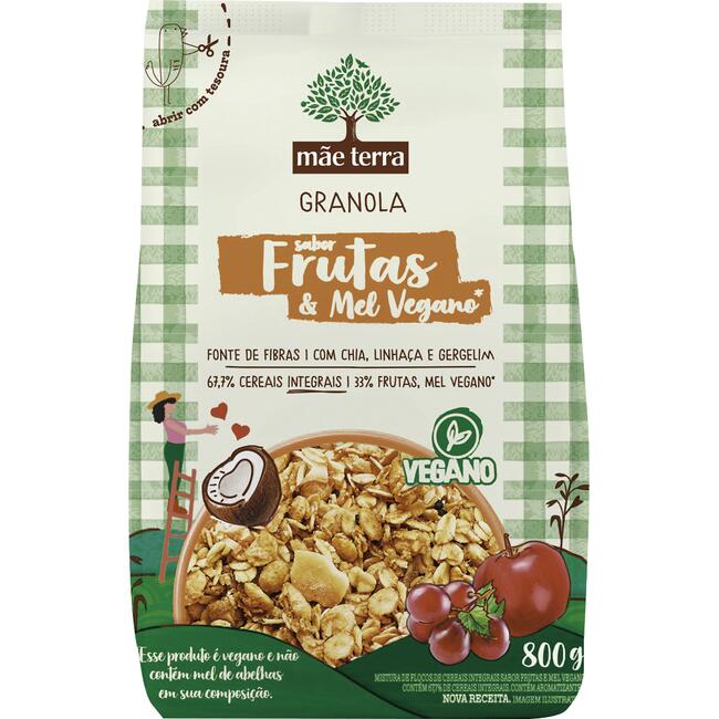 Granola MÃE TERRA Frutas e Mel Pacote 800g