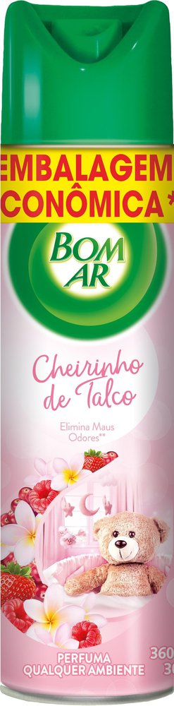 Aromatizador Bom Ar Aerossol Cheirinho de Talco 360ml Embalagem Econômica