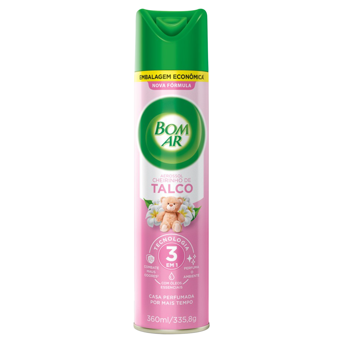 Aromatizador Bom Ar Aerossol Cheirinho de Talco 360ml Embalagem Econômica
