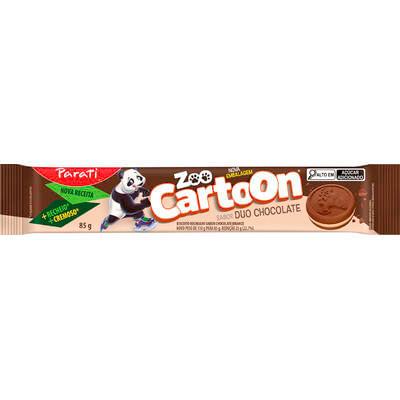 Biscoito Recheado Cartoon 85g - Duo Chocolate