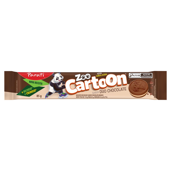 Biscoito Recheado Cartoon 85g - Duo Chocolate