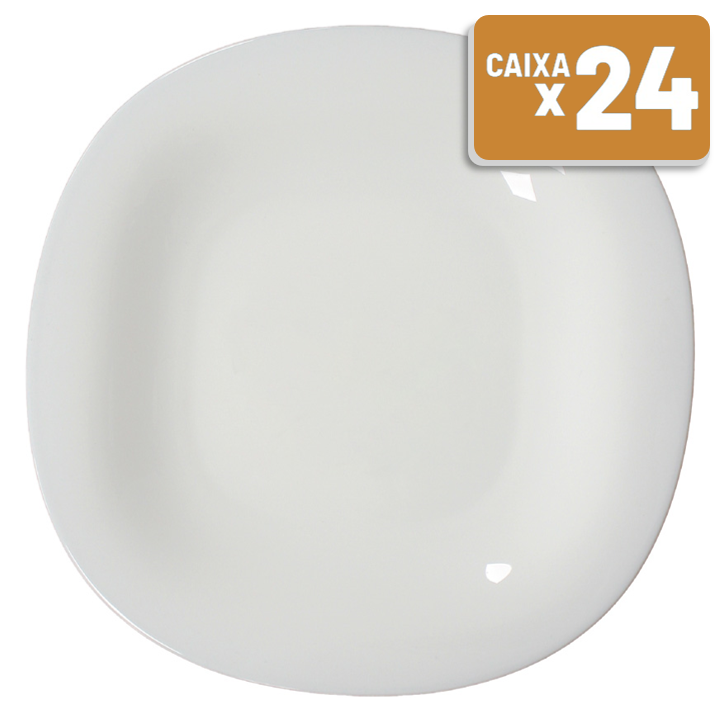 Prato Raso Carine Vidro Branco Caixa c/ 24 Un