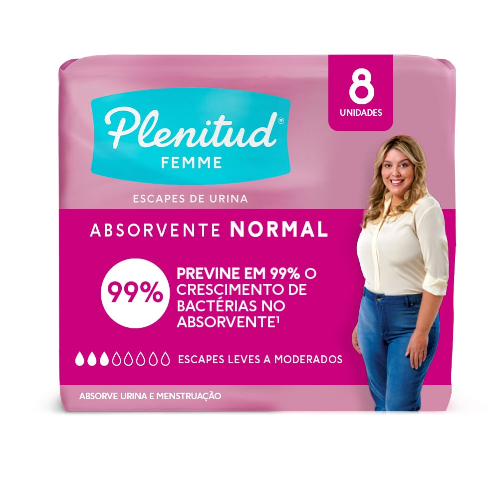 Absorvente Higiênico para Incontinência PLENITUD Femme Normal com 8 Unidades