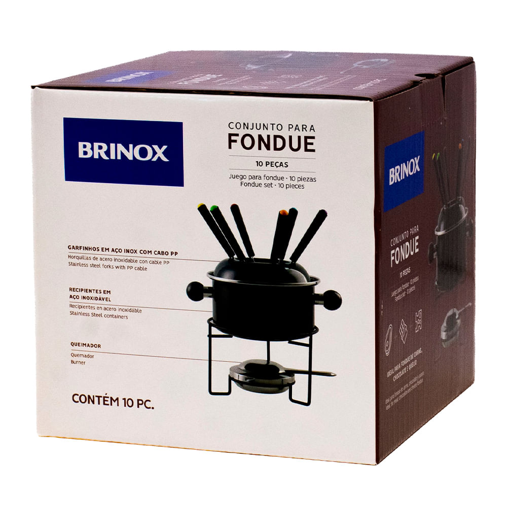 Conj Brinox P/Fondue 10Pcs Esmaltado Un