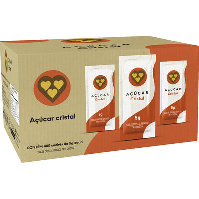 Açúcar Cristal 3 Corações Minissachê 400x5g