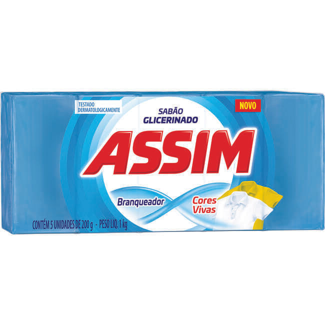 Sabão Glicerinado em Pedaço Assim Branqueador 5x200g