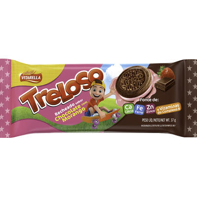 Biscoito Recheado Treloso Chocolate com Morango 37g