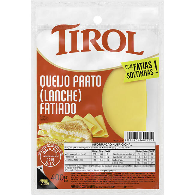 Queijo Prato Tirol Fatiado 400g
