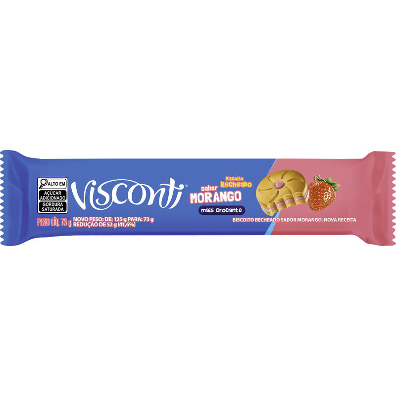 Biscoito Recheado Visconti Morango 73g