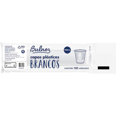 Copo Descartável Bulnez Branco ABNT 180ml 100 un