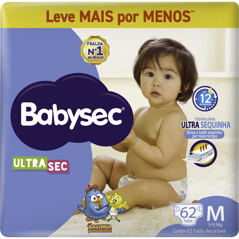 Fralda Descartável Babysec Ultra M 62 un