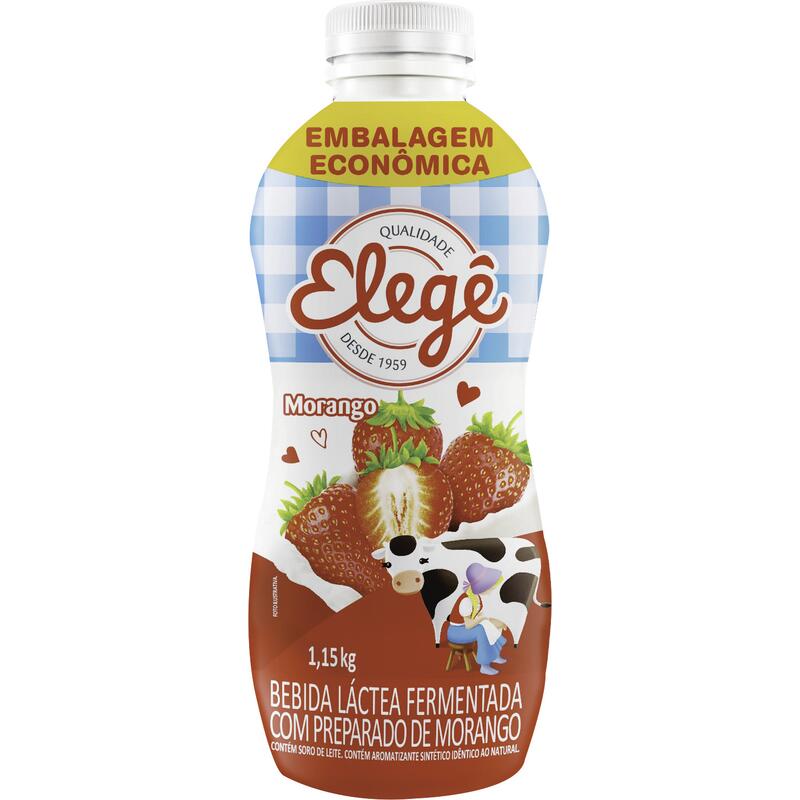 Bebida Láctea Fermentada ELEGÊ Morango 1.15Kg Embalagem Econômica