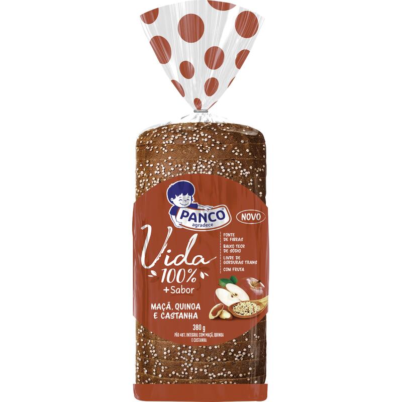 Pão Integral Panco Maçã, Quinoa e Castanha 380g
