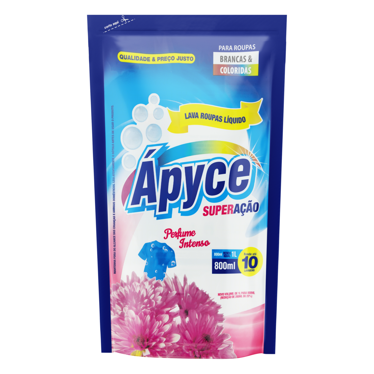 Lava Roupas Líquido Roupas Brancas e Coloridas Ápyce Superação Sachê 800ml