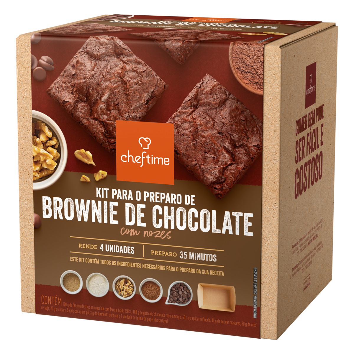 Mistura para Bolo Brownie Chocolate Cheftime Caixa 375g