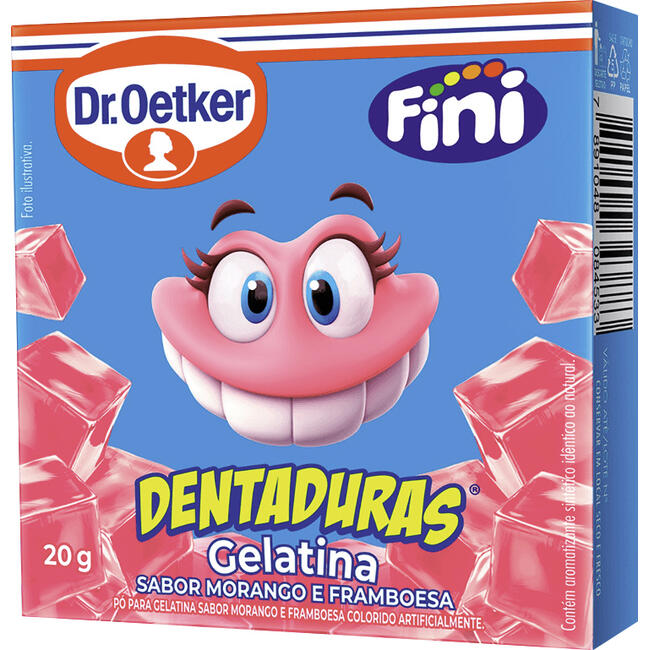 Pó de Gelatina DR OETKER Fini Dentaduras Morango e Framboesa 20g