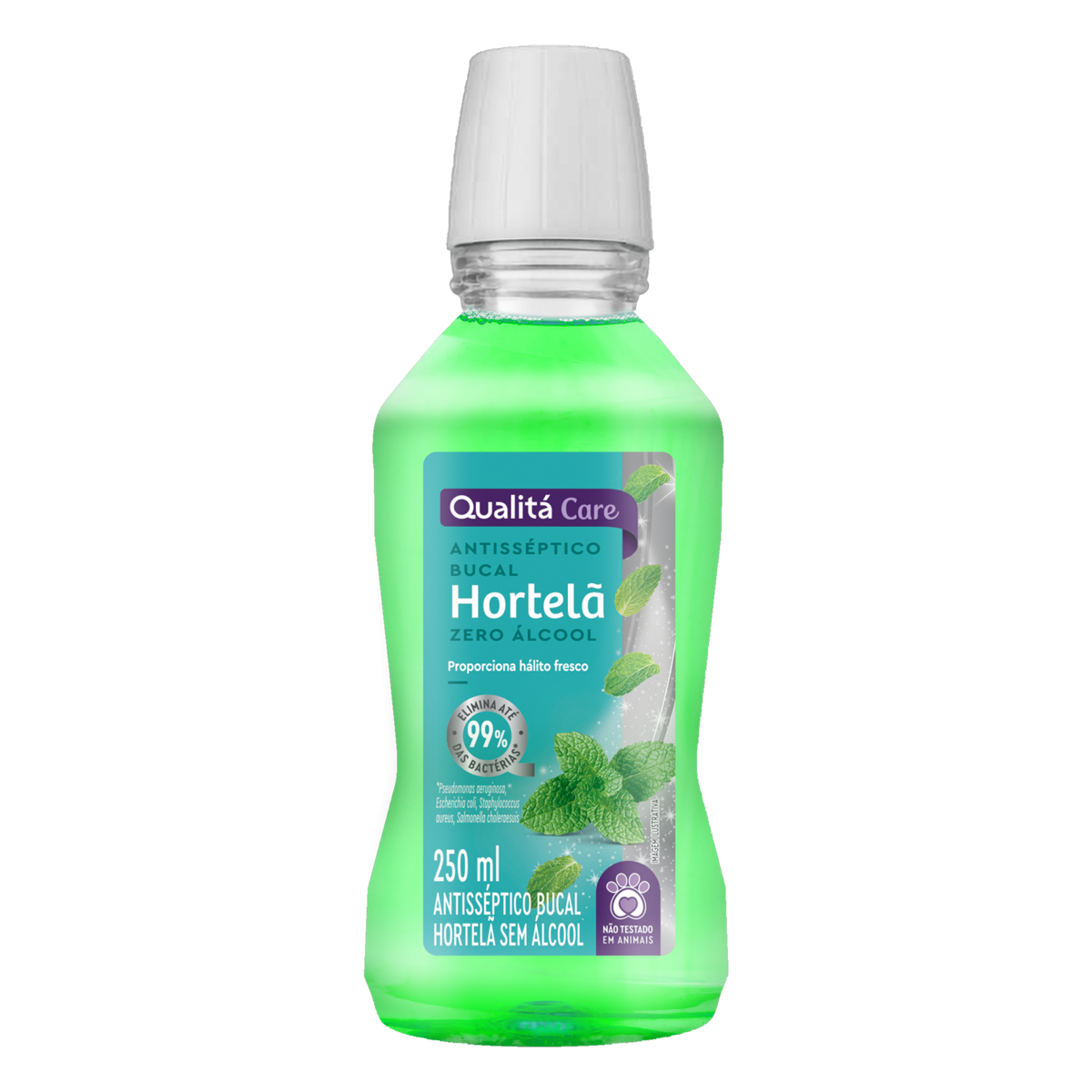 Enxaguante Bucal Zero Álcool Hortelã Qualitá Care Frasco 250ml