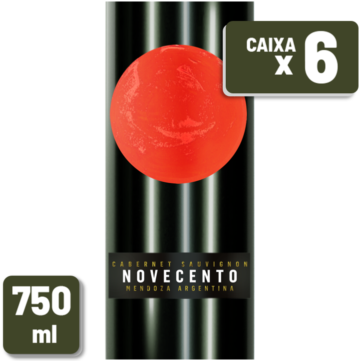 Vinho Tinto Novecento Cabernet Sauvignon Garrafa Vidro 750ml Caixa c/ 6 un