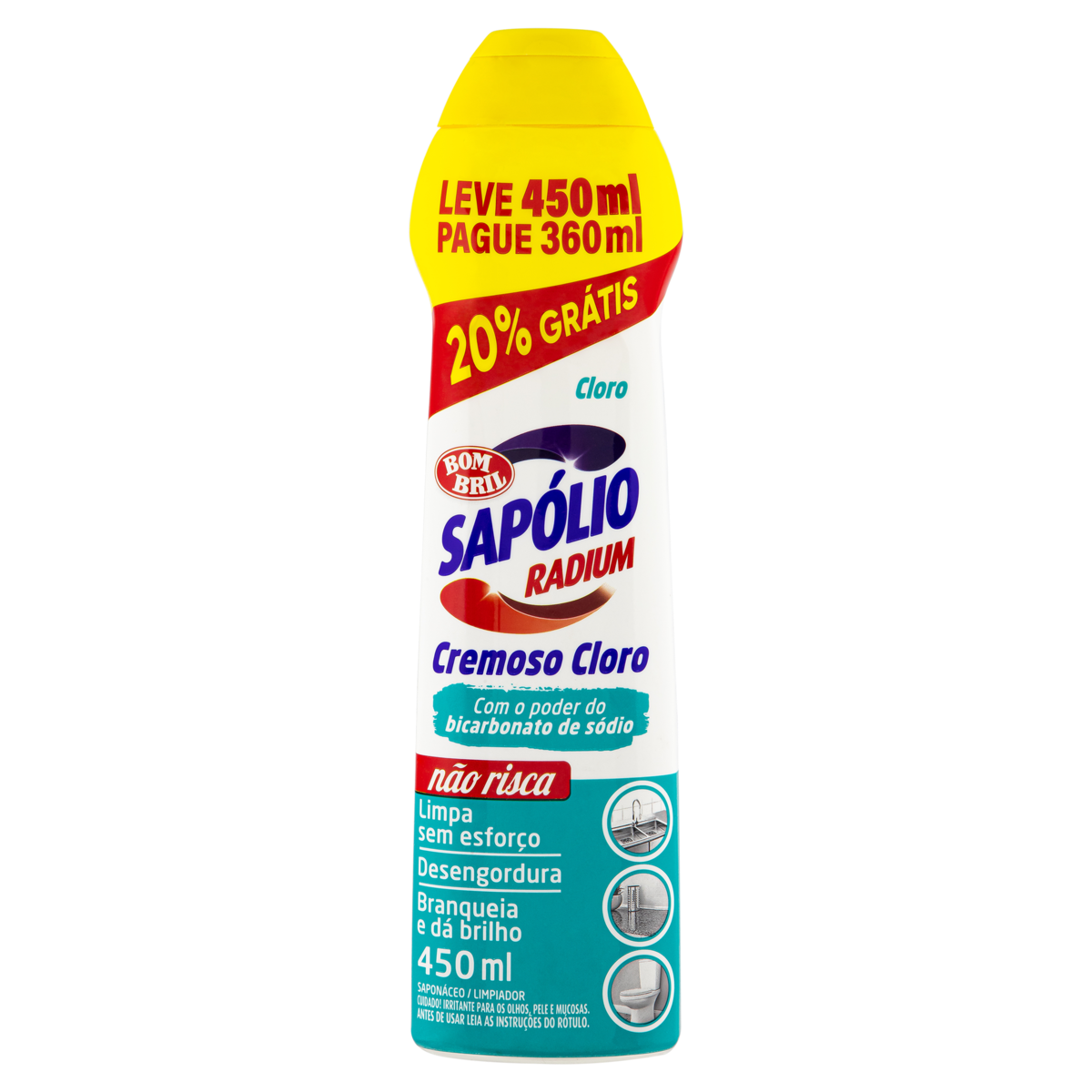 Saponáceo Cremoso Sapólio Radium Squeeze Leve 450ml Pague 360ml