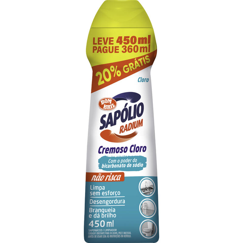 Saponáceo Cremoso Sapólio Radium Squeeze Leve 450ml Pague 360ml