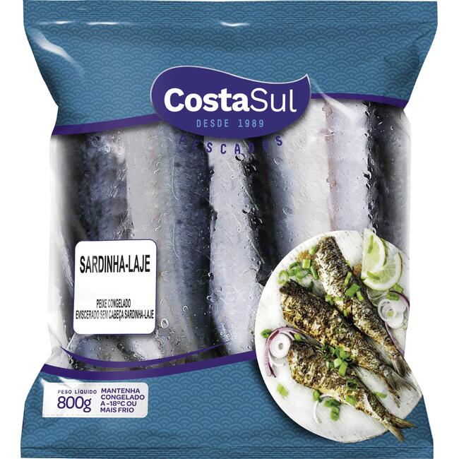 Peixe Sardinha Eviscerada Costa Sul Congelado 800g