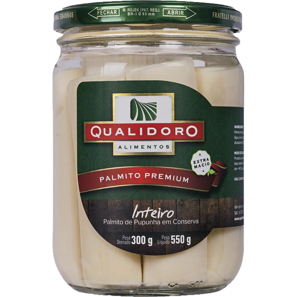 Palmito-pupunha Qualidoro 300g - Inteiro - Vidro