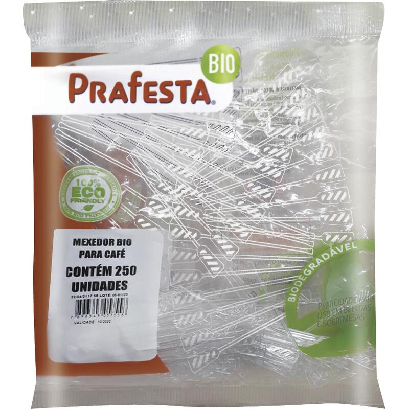 Mexedor de Café Biodegradável Prafesta Cristal 250 un