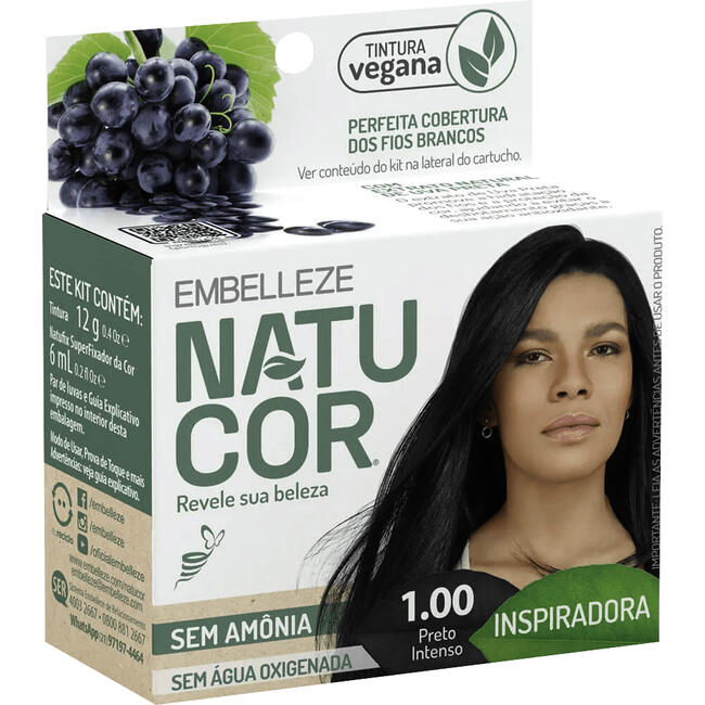 Tintura para Cabelo Natucor 1.0 Preto Intenso 1 kit