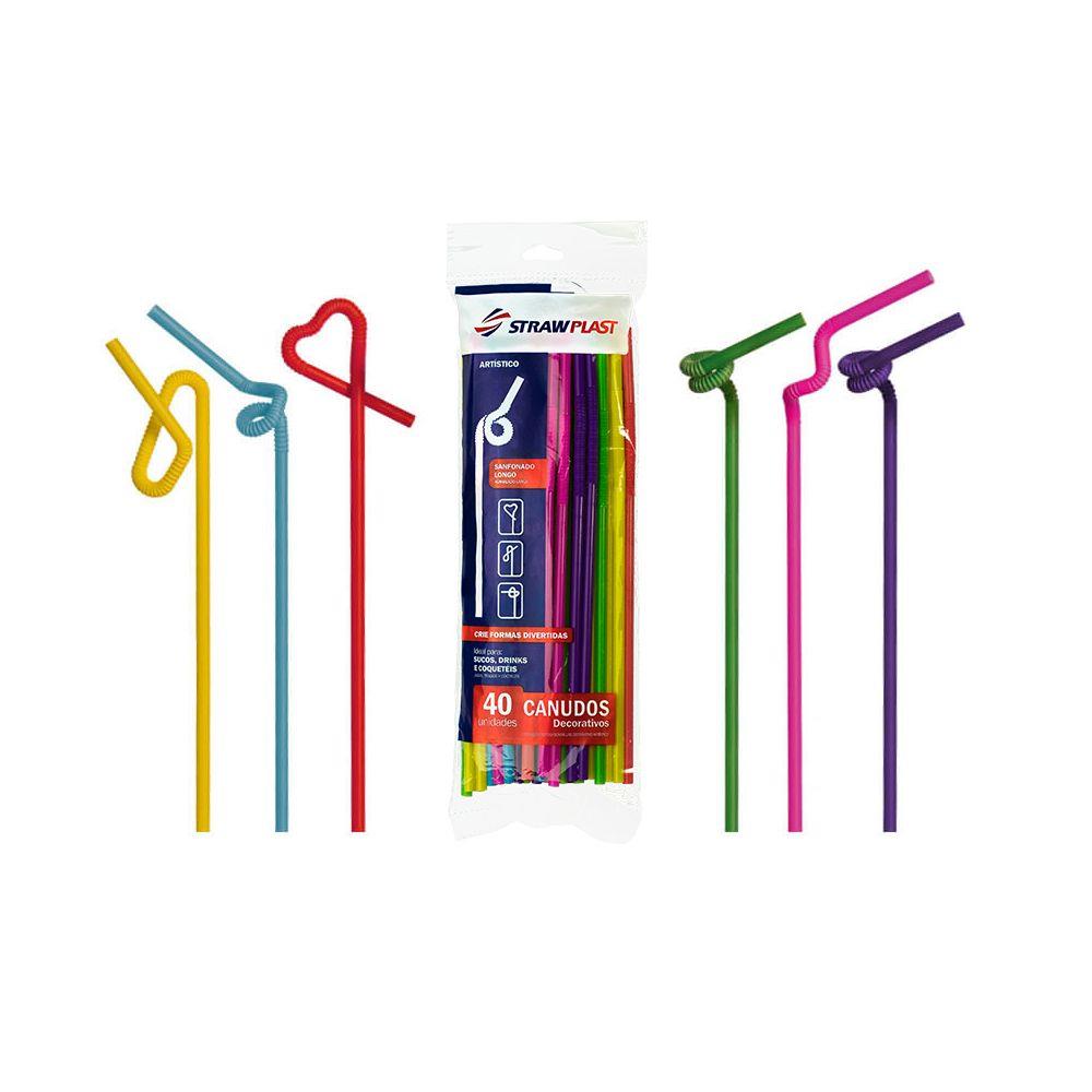 Canudo Strawplast Colorido 40 Unidades