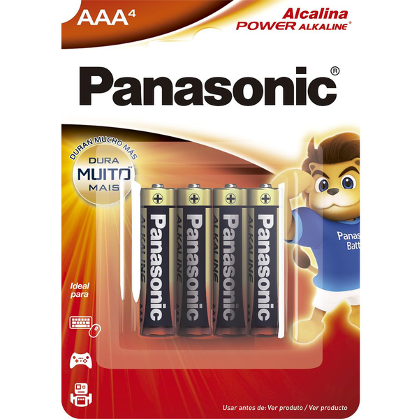 Pilha Alcalina AAA 1.5V LR03XAB/4B1 Panasonic (cartela com 4 UNID.) - CAR / 4