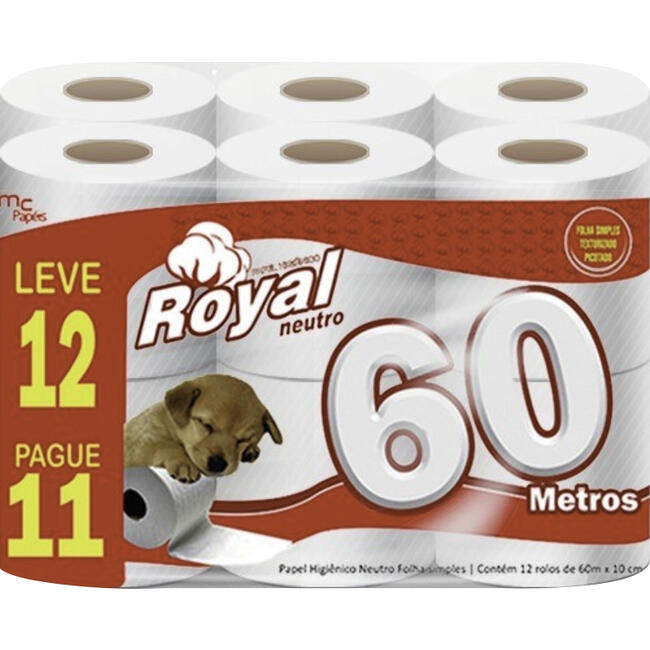 Papel Higiênico Royal Folha simples - 60M 12 un