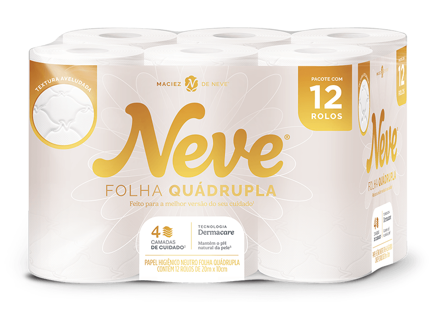 Papel Higiênico NEVE Ultracomfort Quatro Folhas Folha Quádrupla com 12 rolos 20 metros