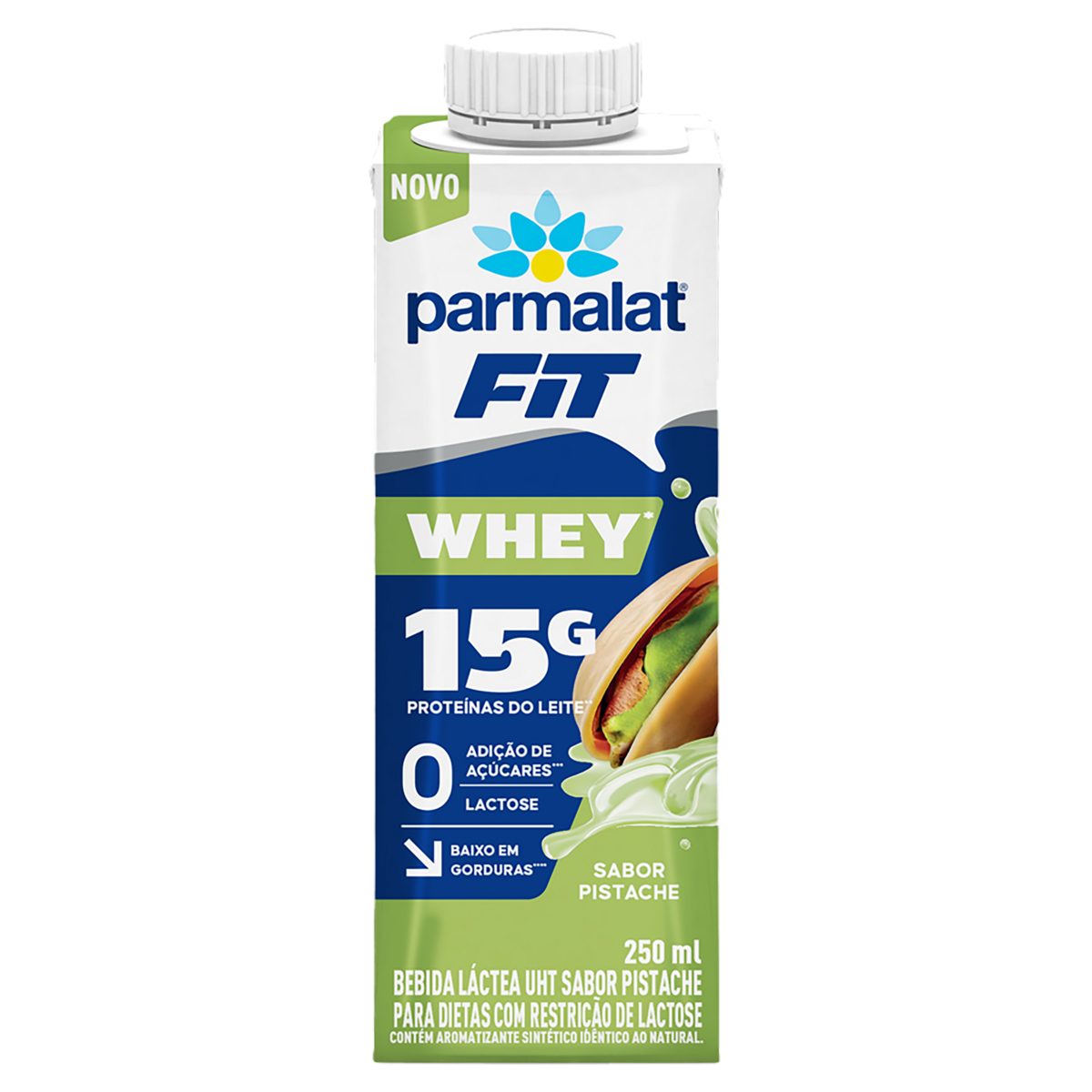 Bebida Láctea PARMALAT Fit Whey Pistache 15g de Proteínas Zero Lactose e Sem Adição de Açúcares 250ml