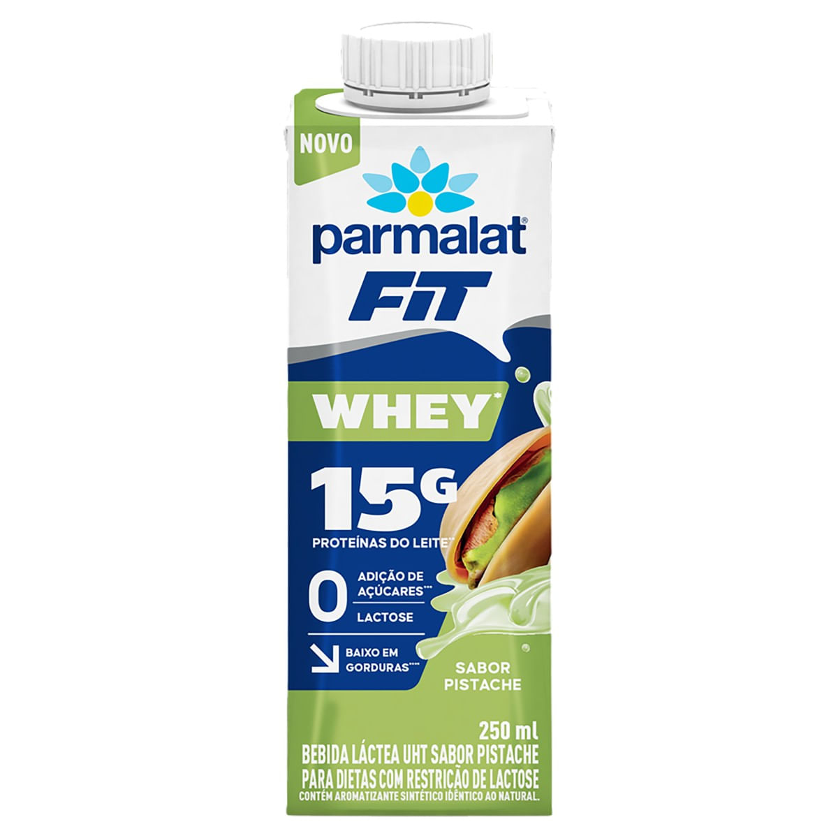 Bebida Láctea PARMALAT Fit Whey Pistache 15g de Proteínas Zero Lactose e Sem Adição de Açúcares 250ml