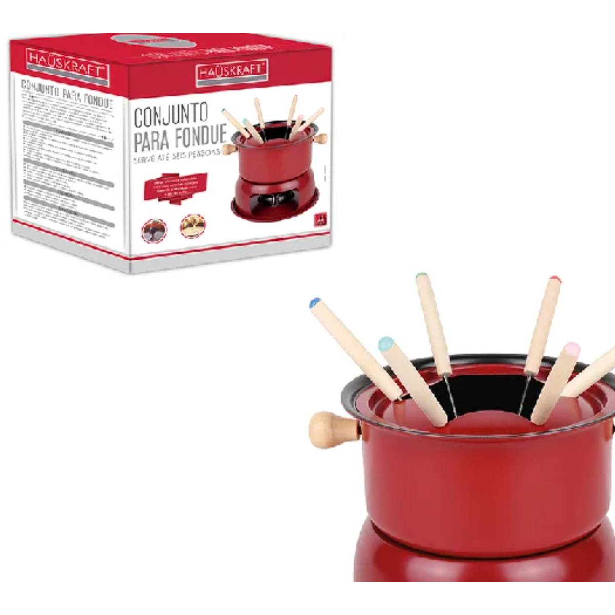 Conjunto Fondue Lucerna Vermelho 11 Peças Hauskraft