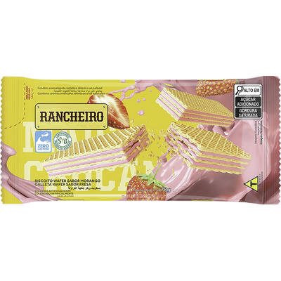 Biscoito Wafer Rancheiro Morango 78g