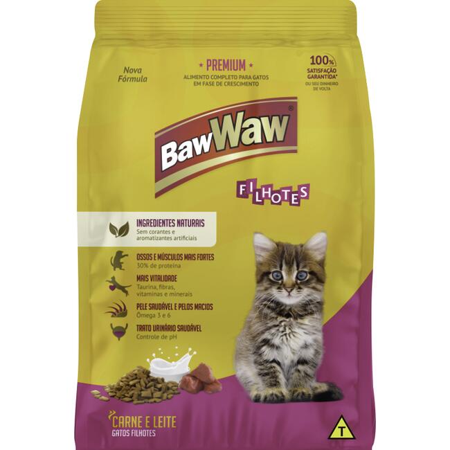 Alimento para Gatos Baw Waw Filhotes Carne e Leite 1kg