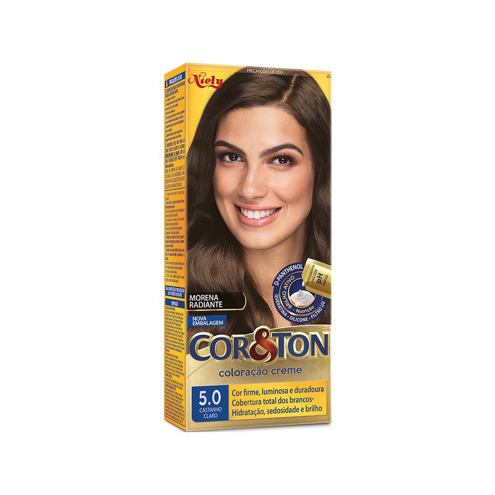 Tintura Cor & Ton Coloração Creme 5.0 Castanho Claro 125g