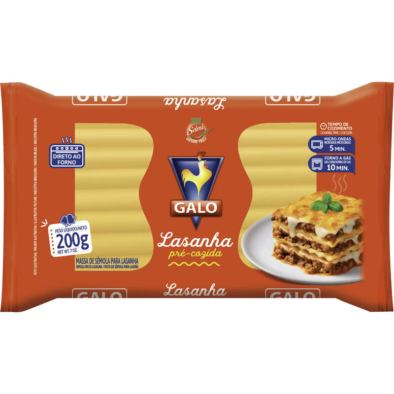 Massa de Sêmola Galo Lasanha 200g