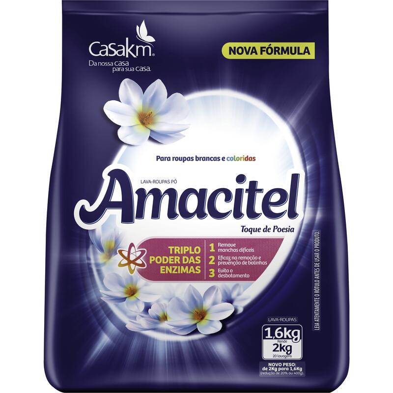 Lava Roupas em Pó Amacitel Toque de Poesia 1,6kg