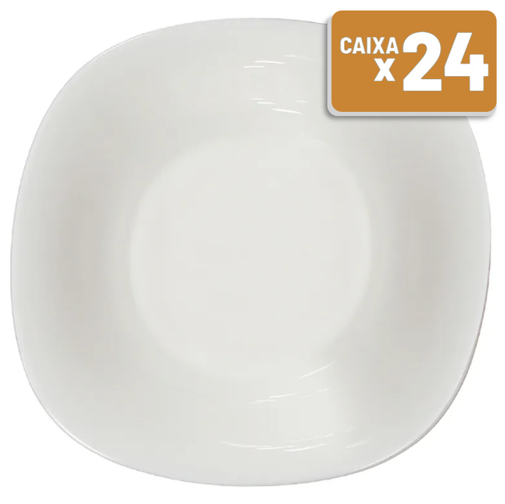 Prato Fundo Carine Vidro Branco Caixa c/ 24 Un