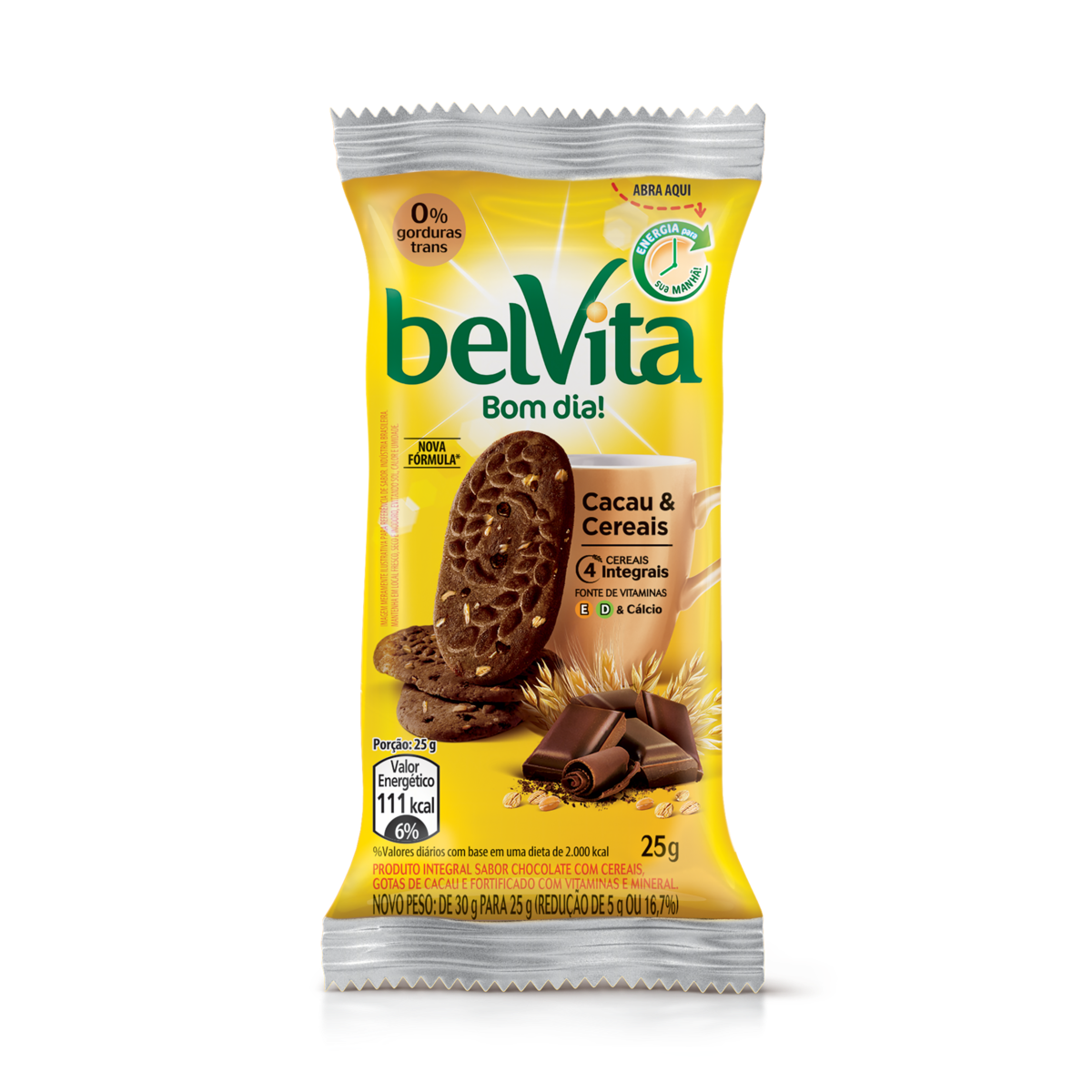 Biscoito BelVita Cacau E Cereais Multipack 75g com 3 Unidades de 25g